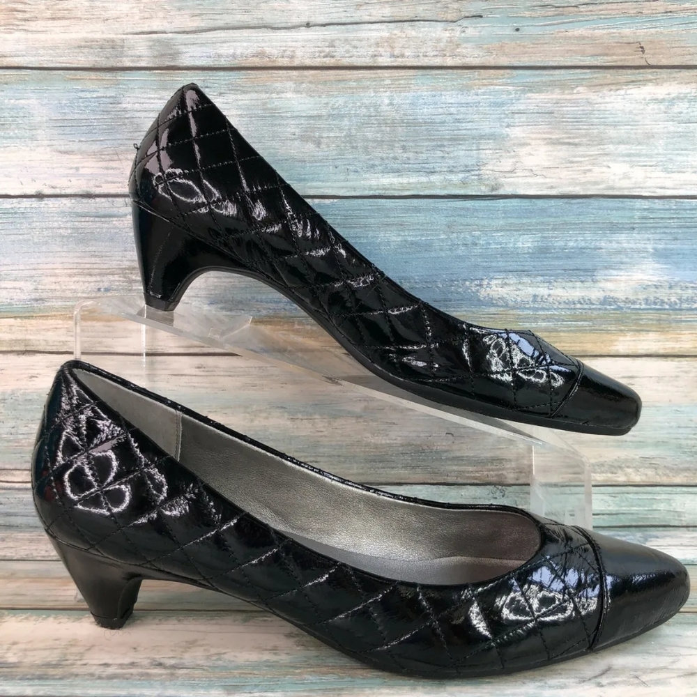 Me Too NY Emerson Quilted Patent Leather Kitten Heel